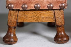 Pair of Aesthetic Movement Oak Thebes Stools, Leather Studded, c.1890 - Thumbnail 11