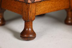 Pair of Aesthetic Movement Oak Thebes Stools, Leather Studded, c.1890 - Thumbnail 13