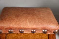 Pair of Aesthetic Movement Oak Thebes Stools, Leather Studded, c.1890 - Thumbnail 9