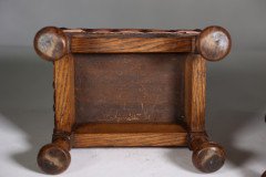 Pair of Aesthetic Movement Oak Thebes Stools, Leather Studded, c.1890 - Thumbnail 14