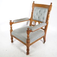 Bruce Talbert Attributed, Stamped Gillows, Aesthetic Movement Oak Armchair - Thumbnail 3