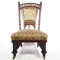 Collinson & Lock. Rare Aesthetic Movement Rosewood Side Chair with Finely Carved & Turned Details - Thumbnail 2