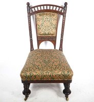 Collinson & Lock. Rare Aesthetic Movement Rosewood Side Chair with Finely Carved & Turned Details - Thumbnail 3