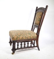 Collinson & Lock. Rare Aesthetic Movement Rosewood Side Chair with Finely Carved & Turned Details - Thumbnail 5