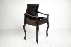 An Edwardian stained Beech piano stool with period green fleur de lys fabric - Thumbnail 6