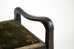 An Edwardian stained Beech piano stool with period green fleur de lys fabric - Thumbnail 10