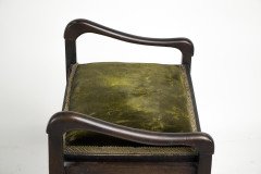 An Edwardian stained Beech piano stool with period green fleur de lys fabric - Thumbnail 8
