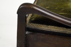 An Edwardian stained Beech piano stool with period green fleur de lys fabric - Thumbnail 12