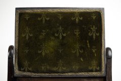 An Edwardian stained Beech piano stool with period green fleur de lys fabric - Thumbnail 13