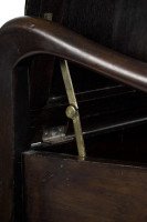 An Edwardian stained Beech piano stool with period green fleur de lys fabric - Thumbnail 14