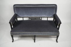 H. W. Batley, attributed. An Anglo-Japanese Settee with Japanese Fretwork Below the Backrest & to the Arms - Thumbnail 3