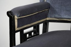 H. W. Batley Attributed, an Anglo-Japanese Settee with Japanese Fretwork Below the Backrest & to the Arms - Thumbnail 8