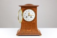 Liberty & Co., Arts & Crafts Oak Mantle Clock with Floral Inlay - Thumbnail 3