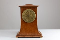 Liberty & Co., Arts & Crafts Oak Mantle Clock with Floral Inlay - Thumbnail 7