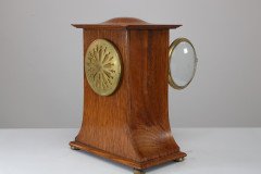 Liberty & Co., Arts & Crafts Oak Mantle Clock with Floral Inlay - Thumbnail 8