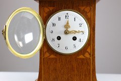 Liberty & Co., Arts & Crafts Oak Mantle Clock with Floral Inlay - Thumbnail 12