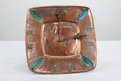 Arts & Crafts Hand Formed Copper & Turquoise Blue Enamel Wall Clock - Thumbnail 2
