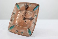 Arts & Crafts Hand Formed Copper & Turquoise Blue Enamel Wall Clock - Thumbnail 3