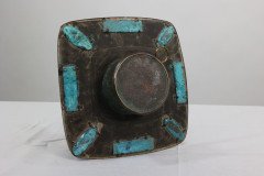 Arts & Crafts Hand Formed Copper & Turquoise Blue Enamel Wall Clock - Thumbnail 5
