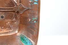 Arts & Crafts Hand Formed Copper & Turquoise Blue Enamel Wall Clock - Thumbnail 7