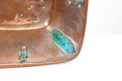 Arts & Crafts Hand Formed Copper & Turquoise Blue Enamel Wall Clock - Thumbnail 8