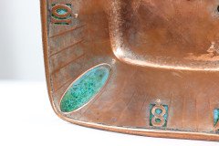 Arts & Crafts Hand Formed Copper & Turquoise Blue Enamel Wall Clock - Thumbnail 9