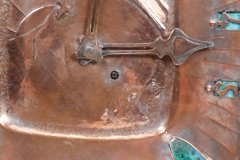 Arts & Crafts Hand Formed Copper & Turquoise Blue Enamel Wall Clock - Thumbnail 11