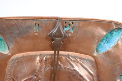 Arts & Crafts Hand Formed Copper & Turquoise Blue Enamel Wall Clock - Thumbnail 13