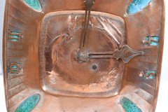 Arts & Crafts Hand Formed Copper & Turquoise Blue Enamel Wall Clock - Thumbnail 15