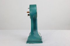 A Little Turquoise Blue Dressing Table Clock Decorated with Cherubs by a Tree - Thumbnail 4