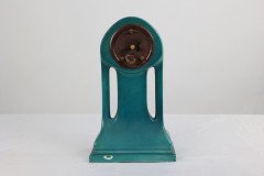 A Little Turquoise Blue Dressing Table Clock Decorated with Cherubs by a Tree - Thumbnail 6