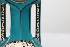A Little Turquoise Blue Dressing Table Clock Decorated with Cherubs by a Tree - Thumbnail 12