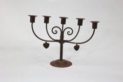 Goberg Germany Hugo Berger. Arts & Crafts Five Branch Handmade Iron Candelabra - Thumbnail 2