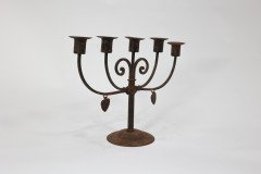 Goberg Germany Hugo Berger. Arts & Crafts Five Branch Handmade Iron Candelabra - Thumbnail 3