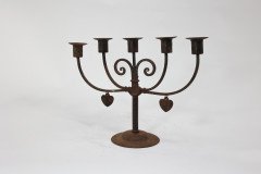 Goberg Germany Hugo Berger. Arts & Crafts Five Branch Handmade Iron Candelabra - Thumbnail 5