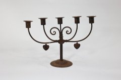 Goberg Germany Hugo Berger. Arts & Crafts Five Branch Handmade Iron Candelabra - Thumbnail 6