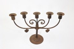 Goberg Germany Hugo Berger. Arts & Crafts Five Branch Handmade Iron Candelabra - Thumbnail 7