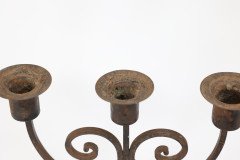 Goberg Germany Hugo Berger. Arts & Crafts Five Branch Handmade Iron Candelabra - Thumbnail 11