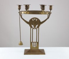 WMF ( attributed. ). An Art Nouveau Candelabra with Six Sconces to the Main Circular Ring - Thumbnail 2