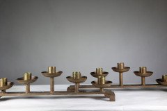 A Pair of Gothic Revival Heavy Brass Candelabras with 5 Graduating Candle Holders - Thumbnail 4