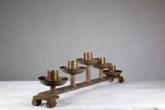A Pair of Gothic Revival Heavy Brass Candelabras with 5 Graduating Candle Holders - Thumbnail 5