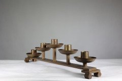 A Pair of Gothic Revival Heavy Brass Candelabras with 5 Graduating Candle Holders - Thumbnail 6