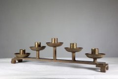 A Pair of Gothic Revival Heavy Brass Candelabras with 5 Graduating Candle Holders - Thumbnail 7