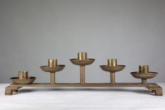 A Pair of Gothic Revival Heavy Brass Candelabras with 5 Graduating Candle Holders - Thumbnail 8
