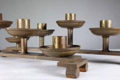A Pair of Gothic Revival Heavy Brass Candelabras with 5 Graduating Candle Holders - Thumbnail 9