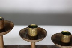 A Pair of Gothic Revival Heavy Brass Candelabras with 5 Graduating Candle Holders - Thumbnail 12