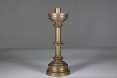 Jones & Willis, Pair of Gothic Revival Heavy Brass Castellated Candlesticks - Thumbnail 6