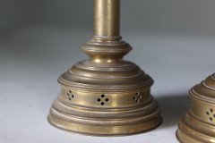 Jones & Willis, Pair of Gothic Revival Heavy Brass Castellated Candlesticks - Thumbnail 12