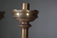Jones & Willis, Pair of Gothic Revival Heavy Brass Castellated Candlesticks - Thumbnail 8