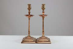 W. A. S. Benson, Pair of Arts & Crafts Brass and Copper Candlesticks II - Thumbnail 2